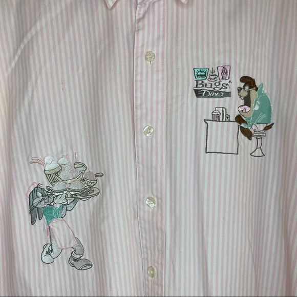 Vtg Looney Tunes Bugs Bunny Taz Button Up Shirt - Picture 2 of 3